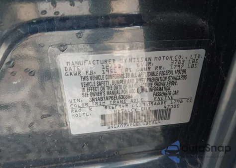 2014 Nissan Sentra S/Sv/Sr/Sl from USA, damaged, VIN 3N1AB7AP6EL630864